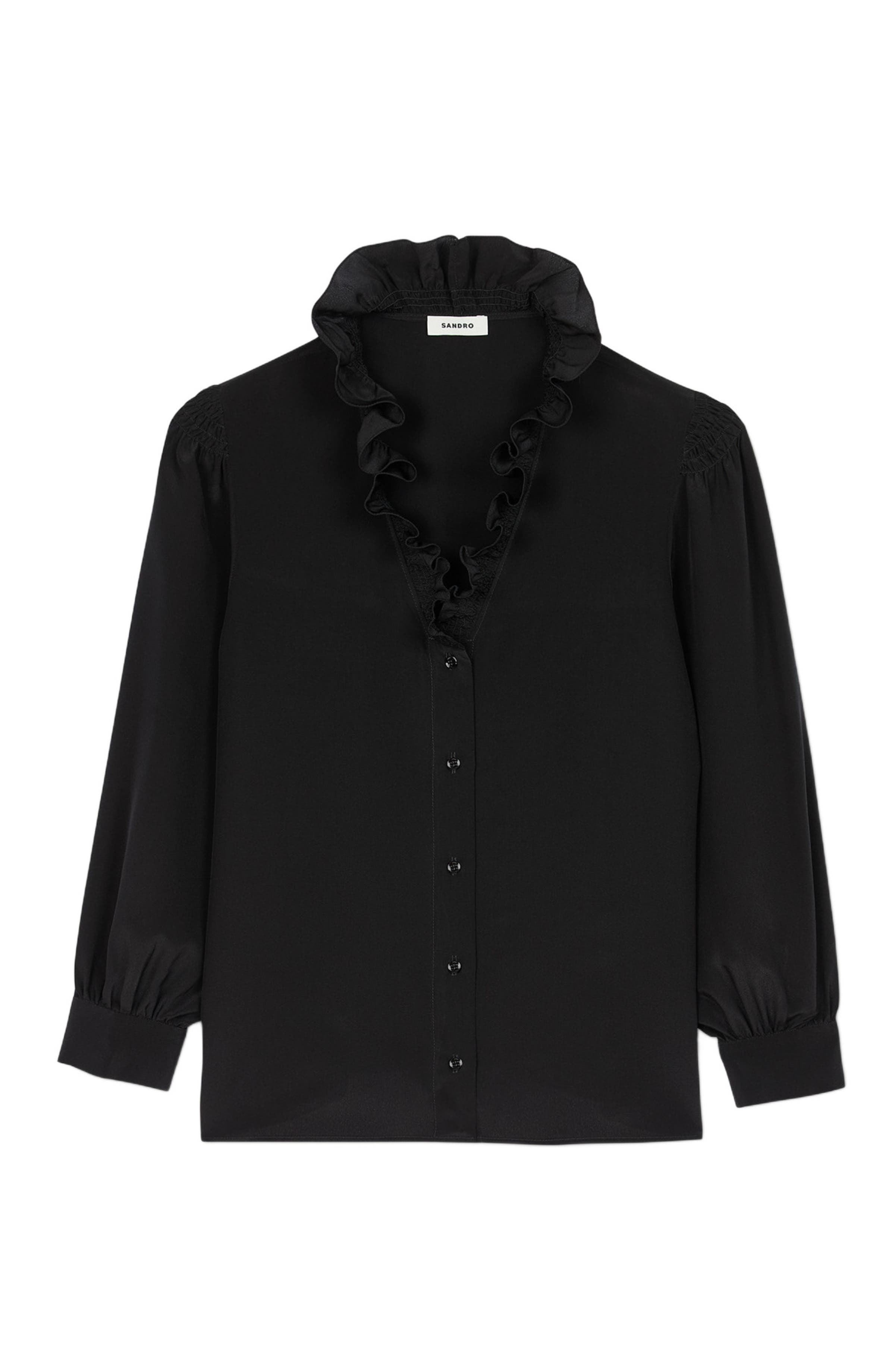 SANDRO Floaty silk shirt in Black at Nordstrom - 5