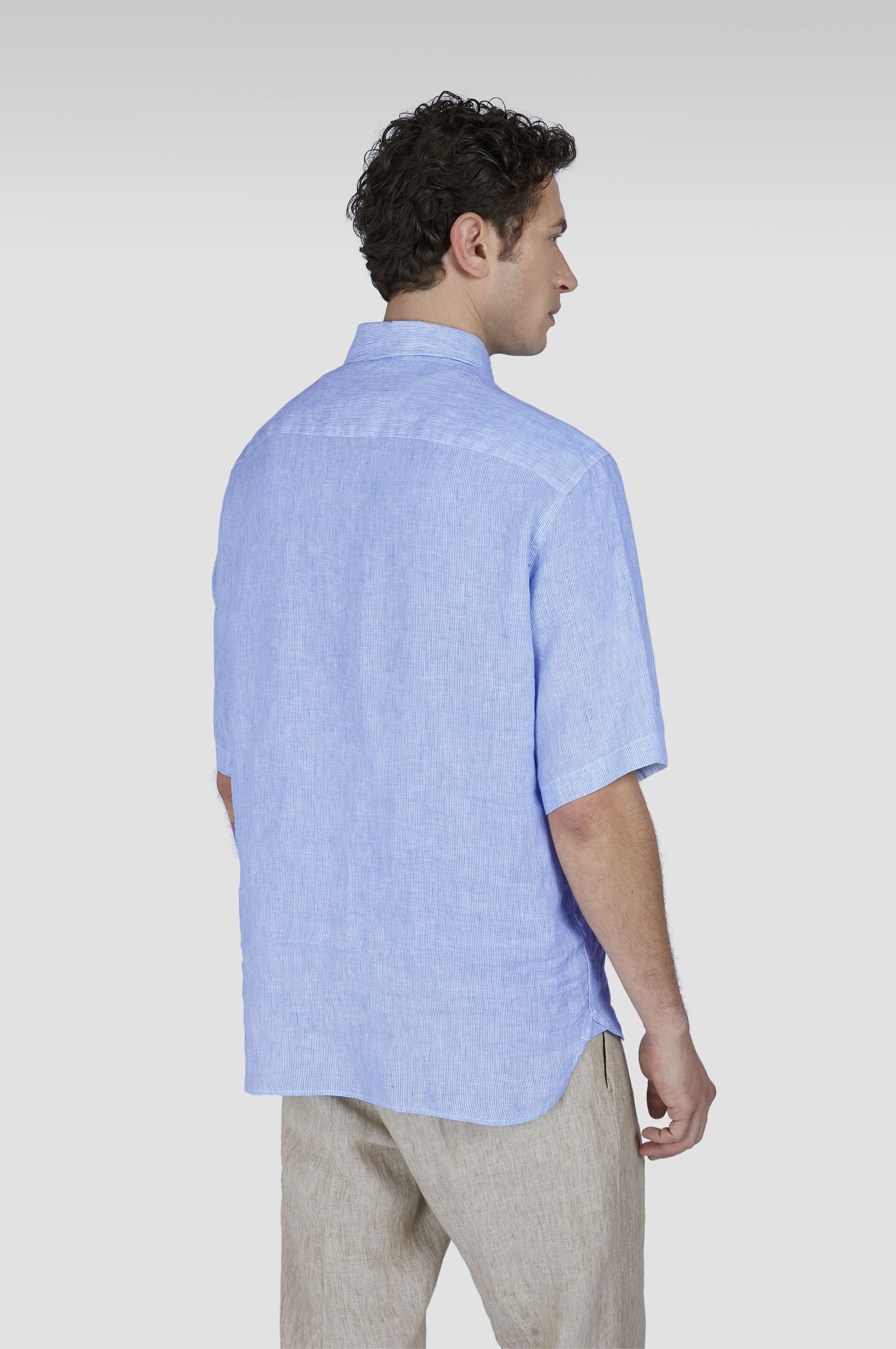 LINEN POPOVER SHIRT WITH SHORT SLEEVES - 3