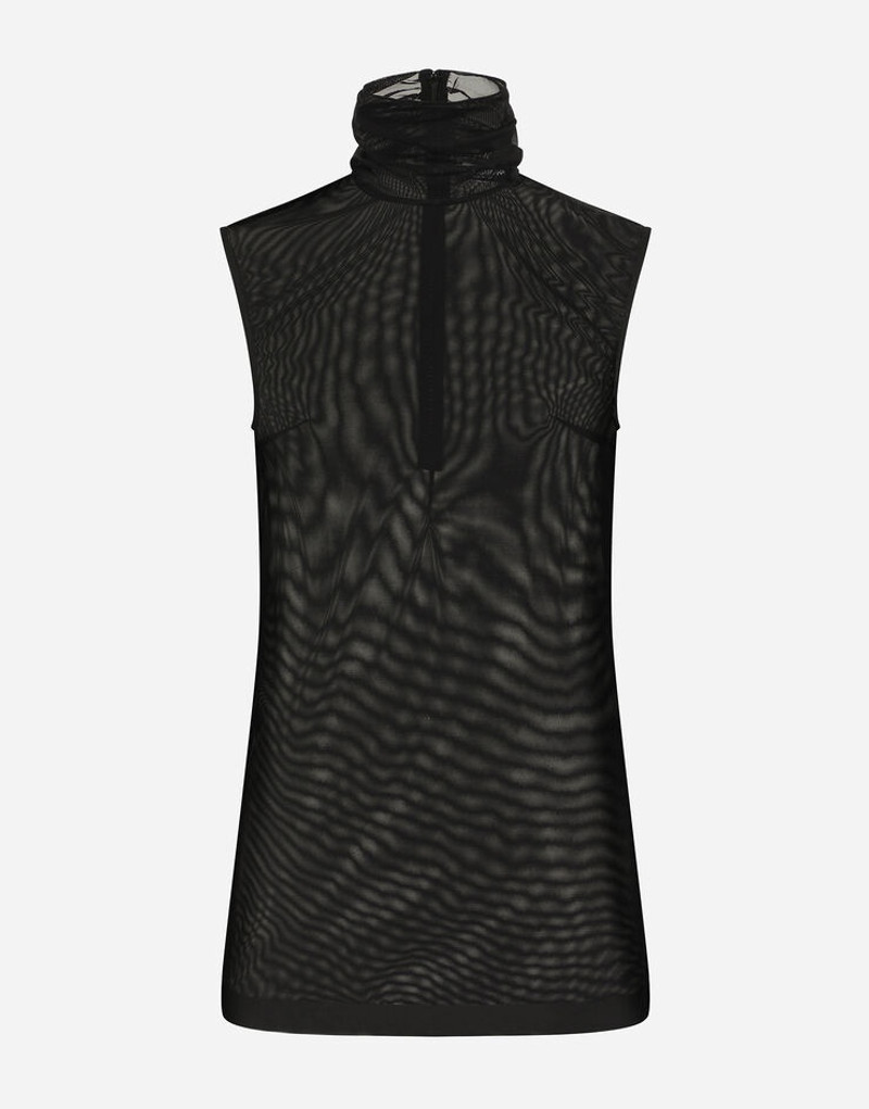 Tulle turtle-neck top with DG logo 1