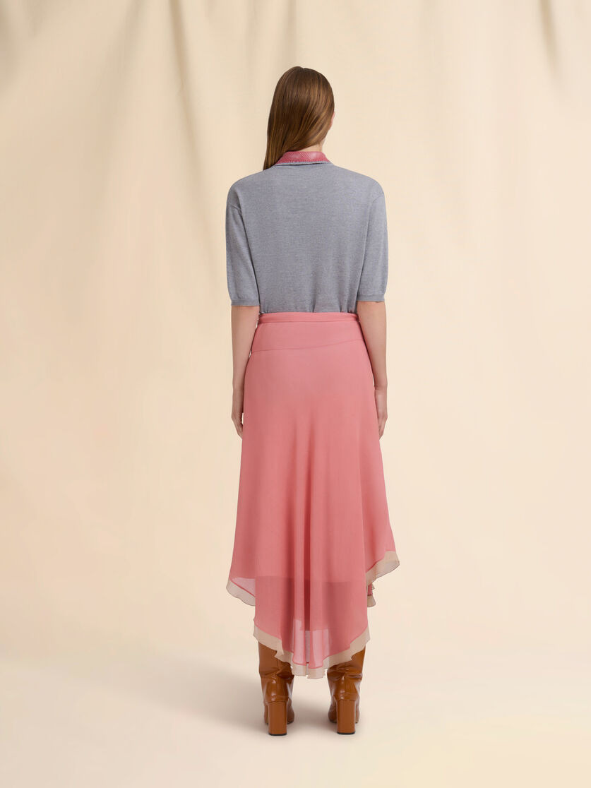 PINK CREPONNE PEPLUM SKIRT - 3