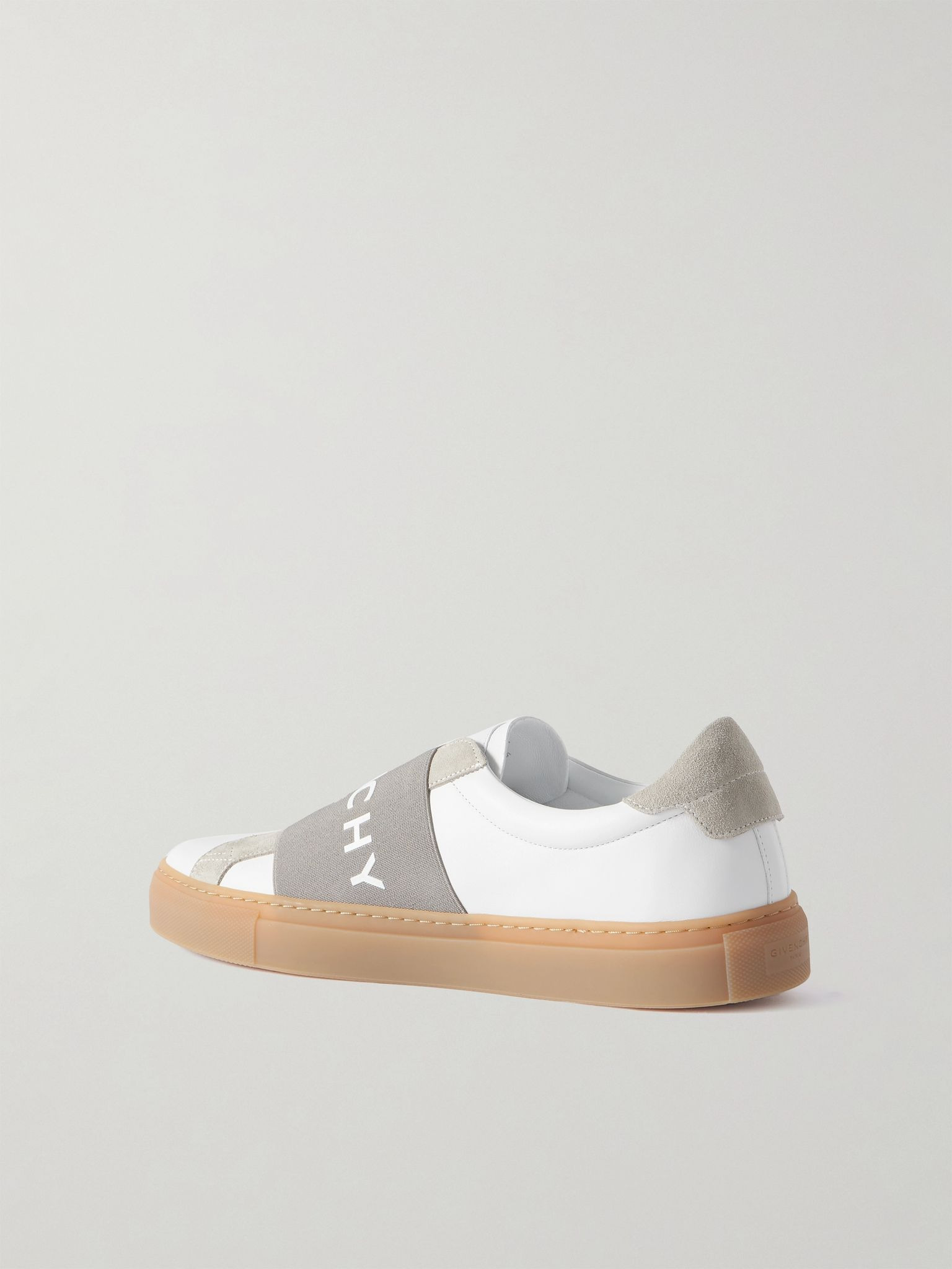 Urban Street Logo-Appliquéd Webbing and Suede-Trimmed Leather Slip-On Sneakers White - 4