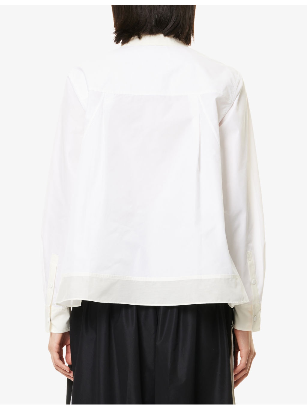 Flounce Hem Long-Sleeve Cotton-Silk Shirt - 4