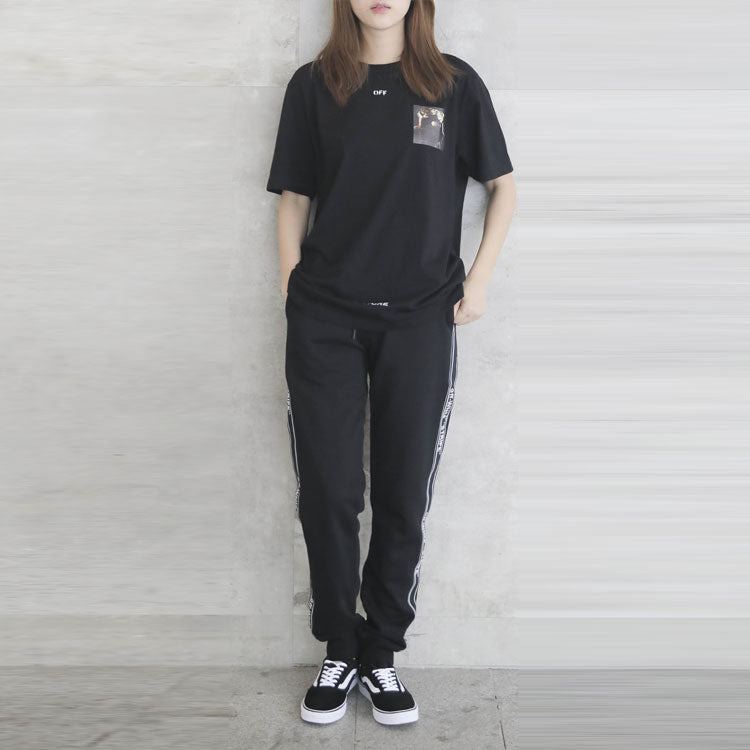 Men's Off-White Side Stripe Black Pants OMCH008E18A200011000 - 3