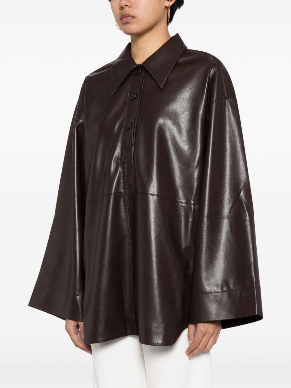 Clarice faux leather polo shirt - 3