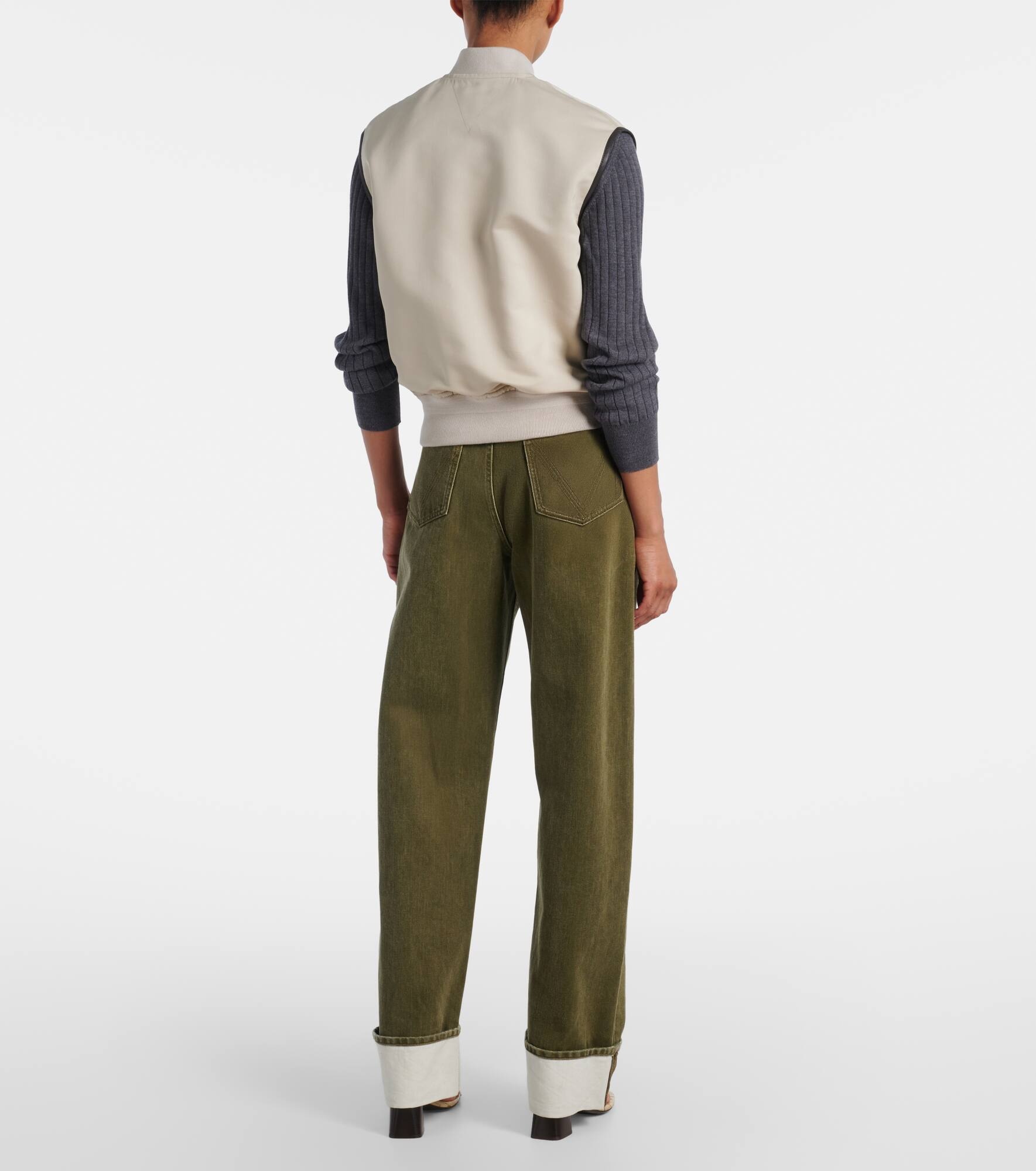 Leather-trimmed cotton and silk vest - 3