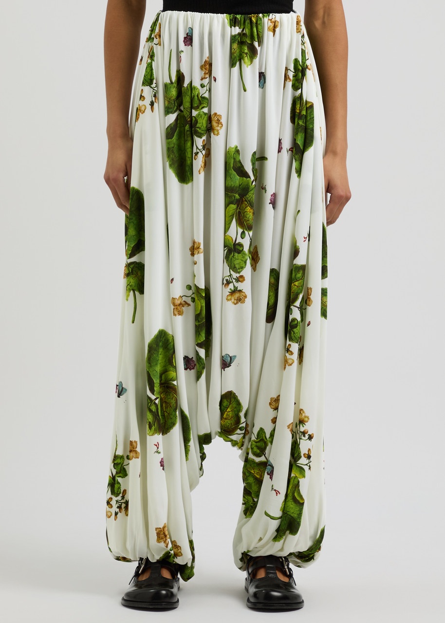 Loewe Womens Printed Draped Jersey Trousers UK8/S - 2