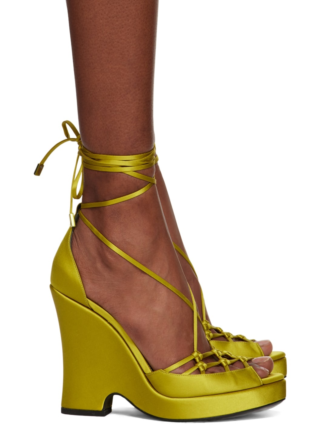 Green Ankle Wrap Heeled Sandals - 1