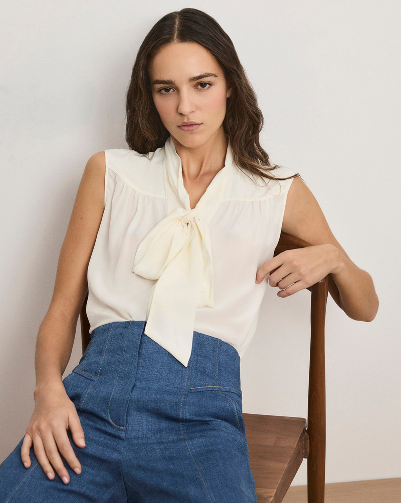 VERONICA BEARD MAGNOLIA TIE-NECK BLOUSE outlook