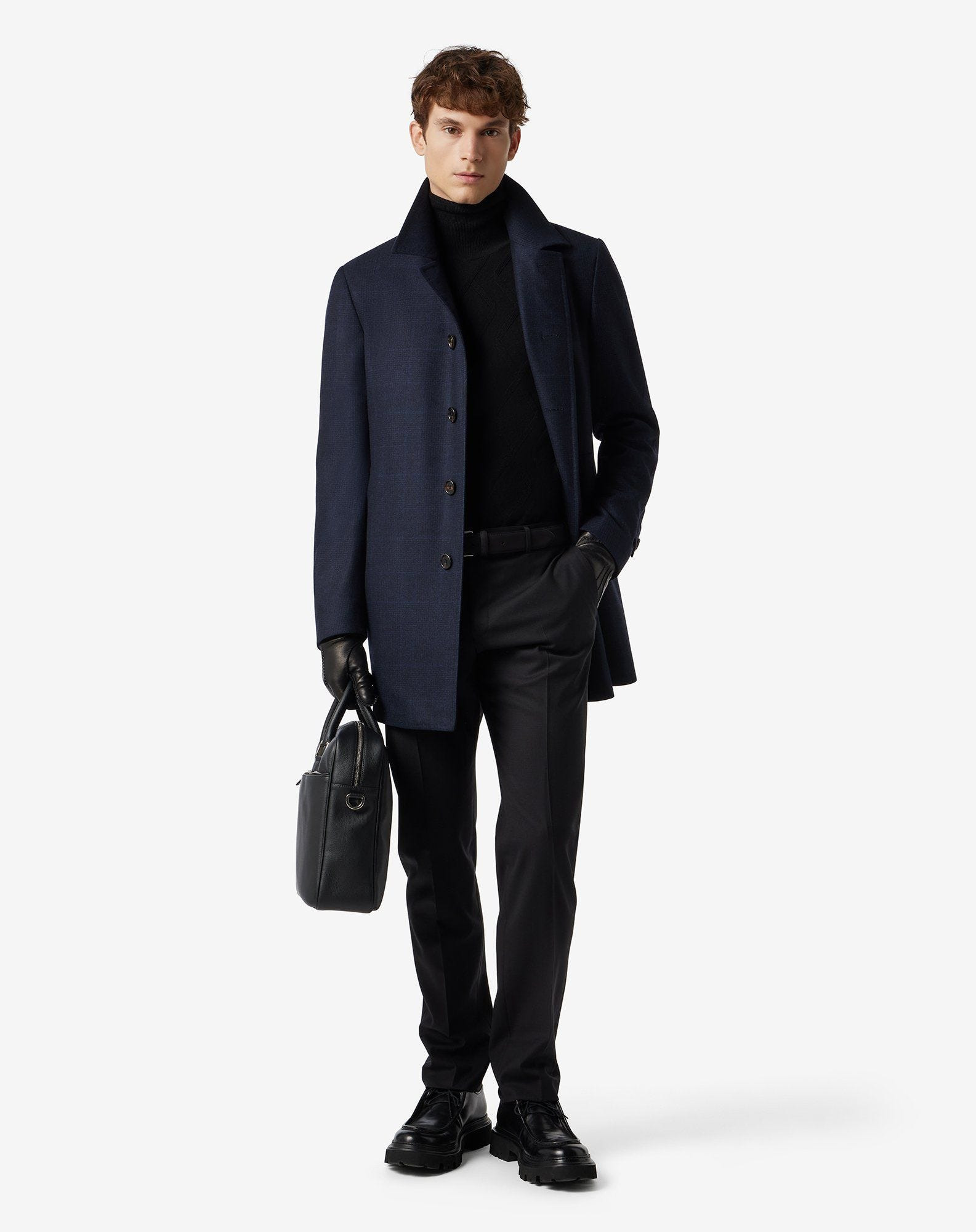 Blue glen plaid wool and cashmere coat - 2