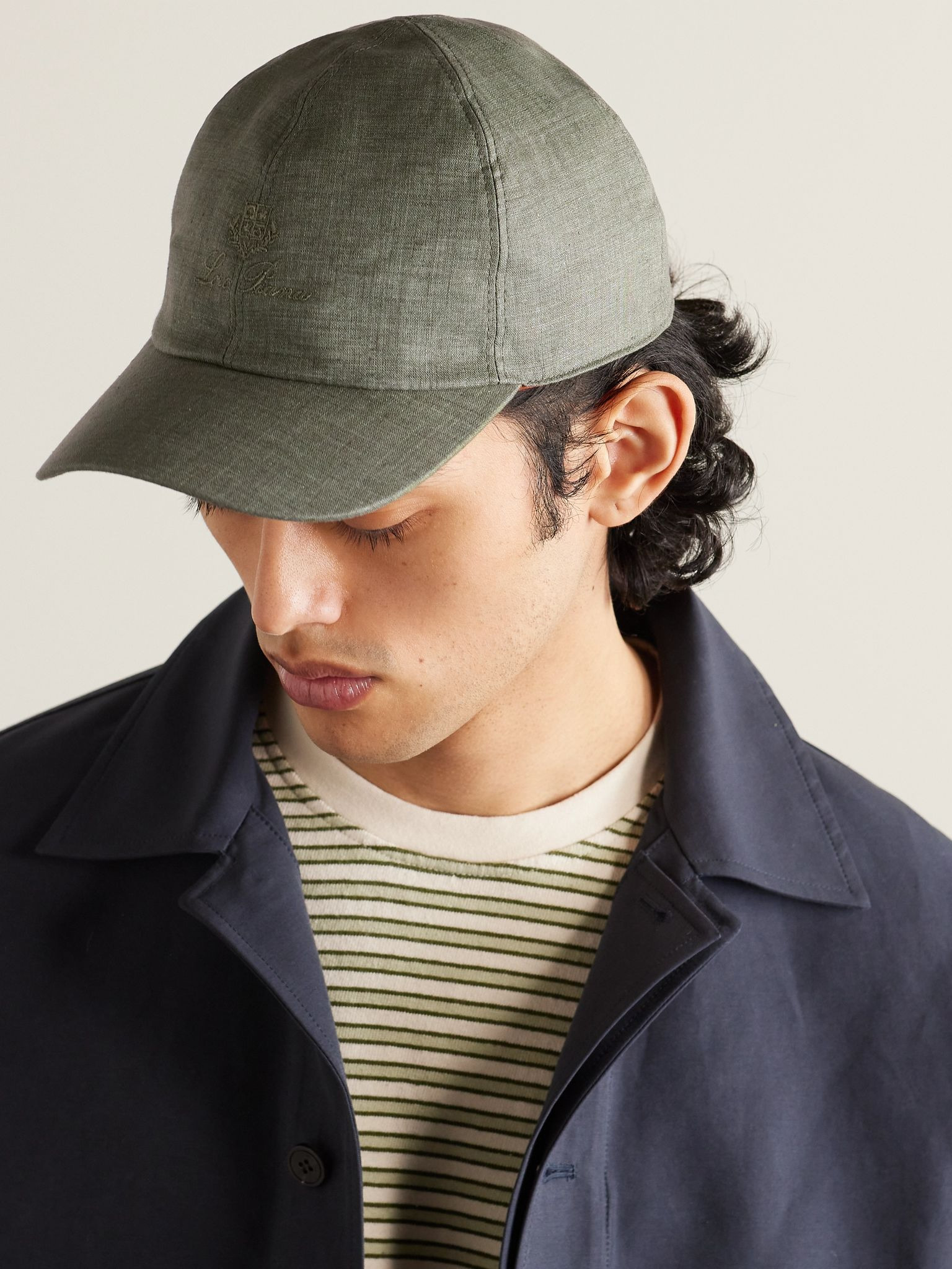 Logo-Embroidered Linen Baseball Cap Green - 2