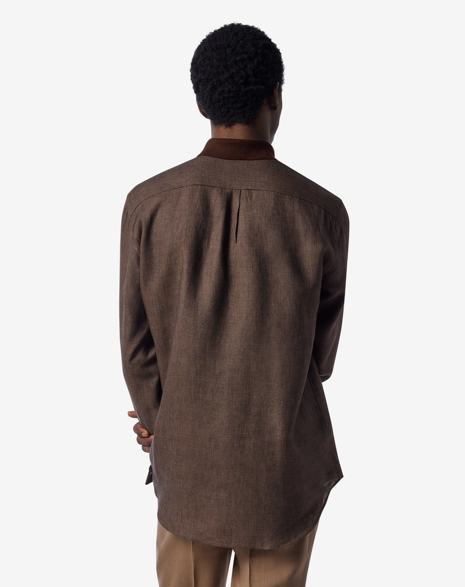 Brown pure linen shirt - 3