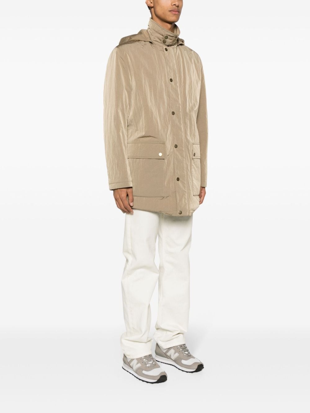 hooded crinkled-finish raincoat - 3