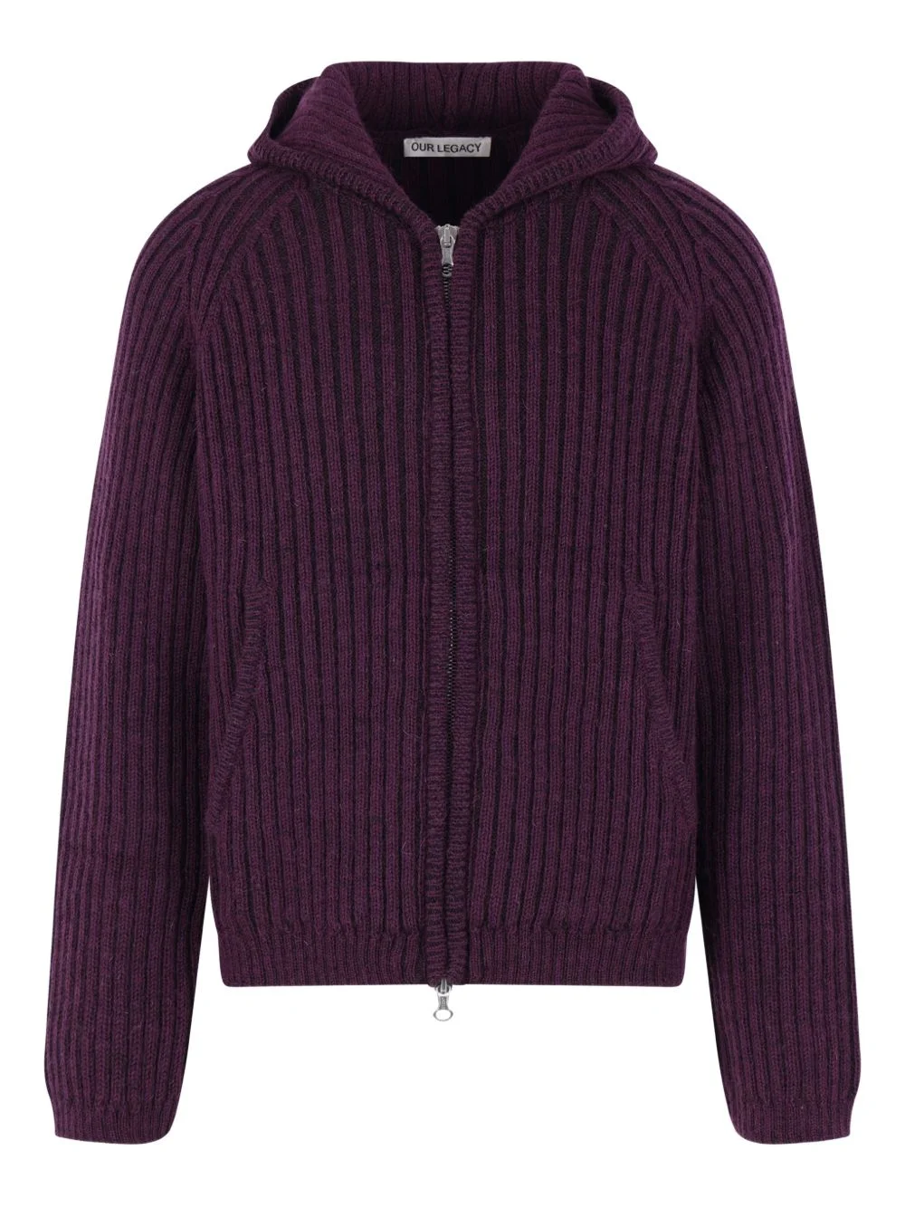 ribbed hooded knit cardigan - 1