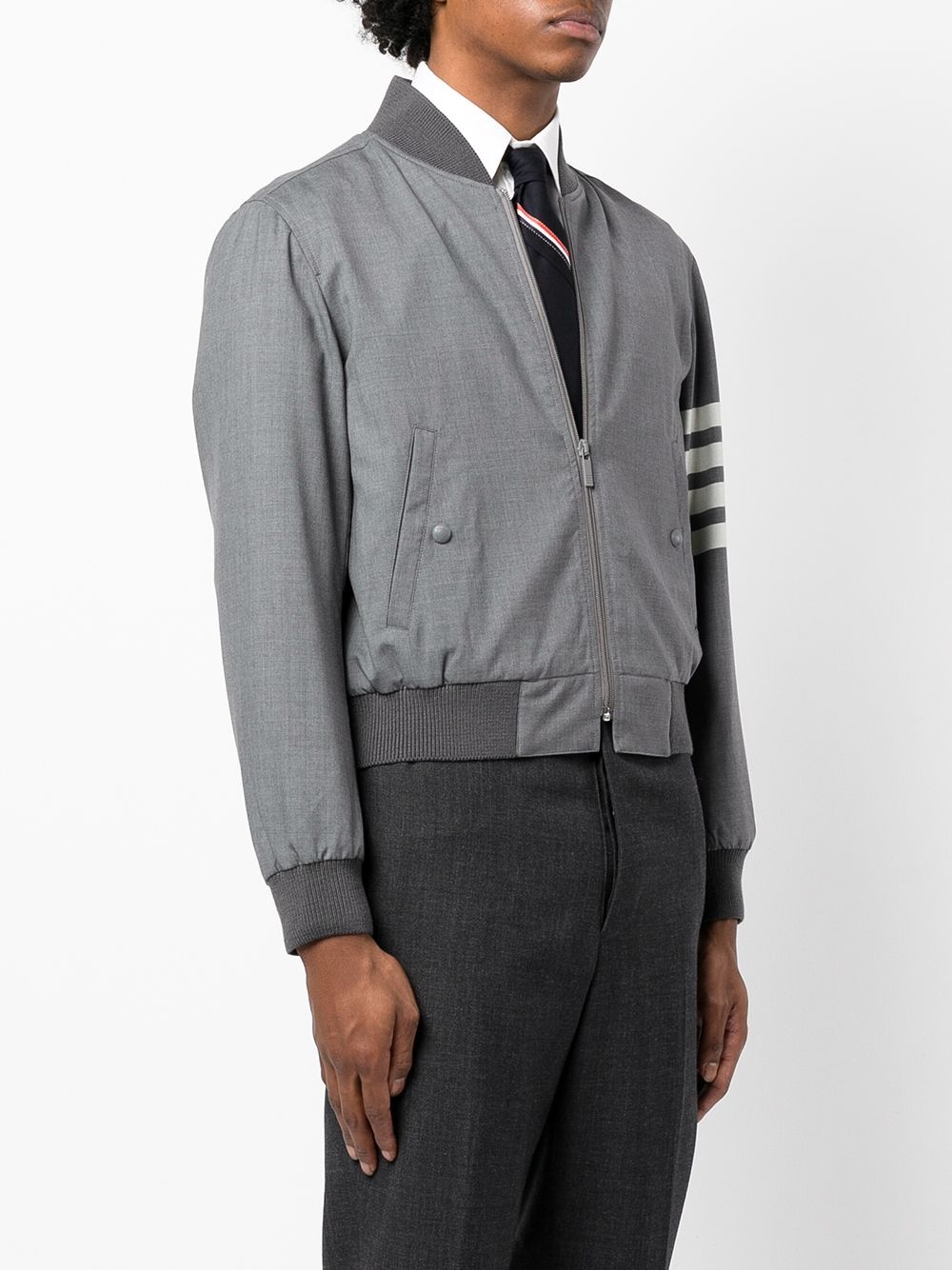 4-Bar stripe knitted bomber jacket - 4