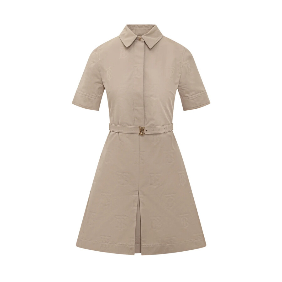 Open Box - Burberry Gigi Monogram Motif Belt Cotton Dress, Brand Size 4 (US Size 2) - 4