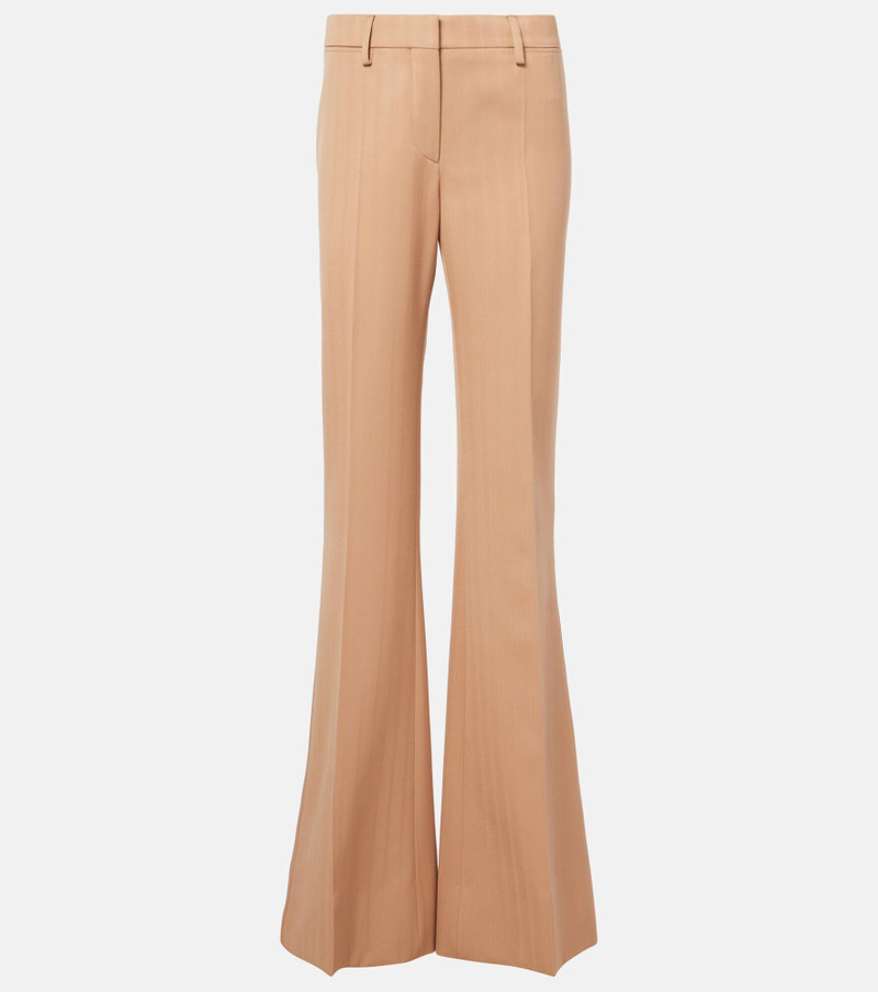 Low-rise striped wool flared pants - 1
