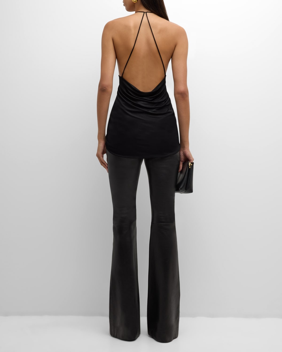 Plunging Cowl Backless Stretch Jersey Tank Top - 4