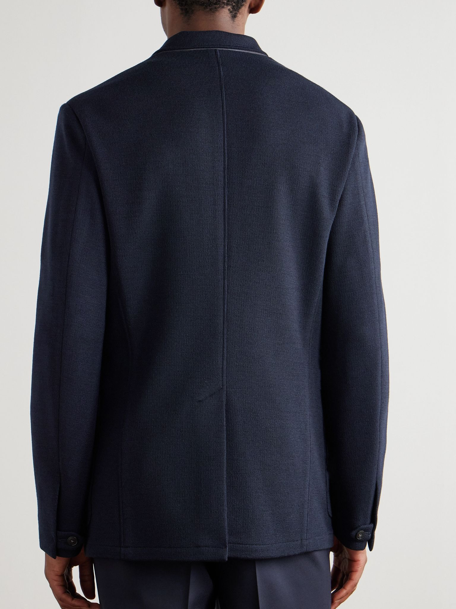 Wool and Cotton-Blend Jacket Blue - 3