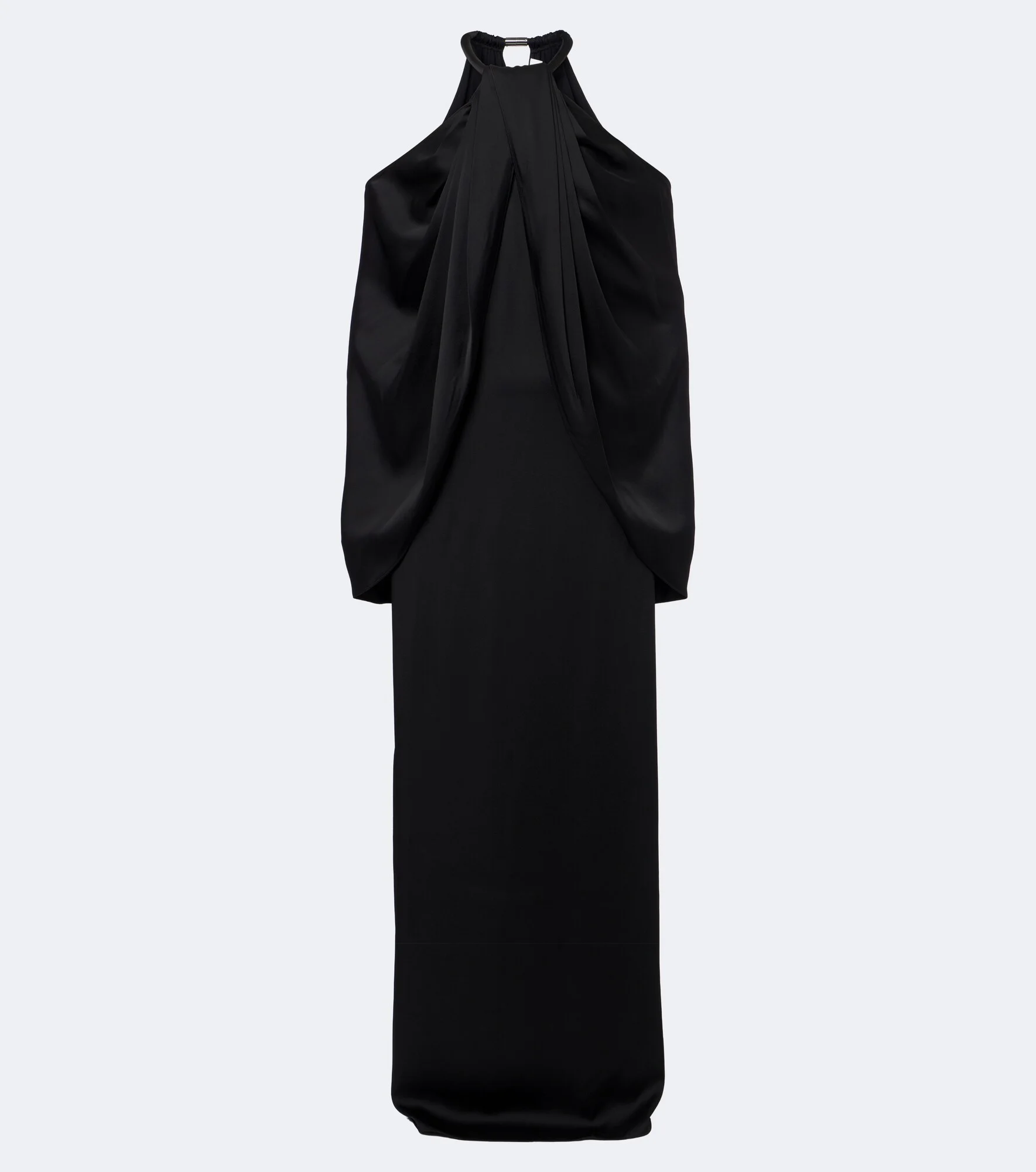 Caped satin halterneck gown - 1