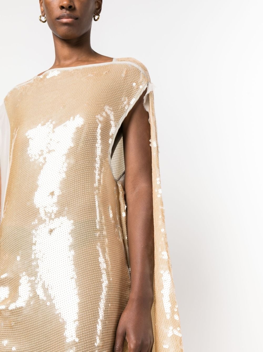 asymmetric sequinned chiffon maxi dress - 5