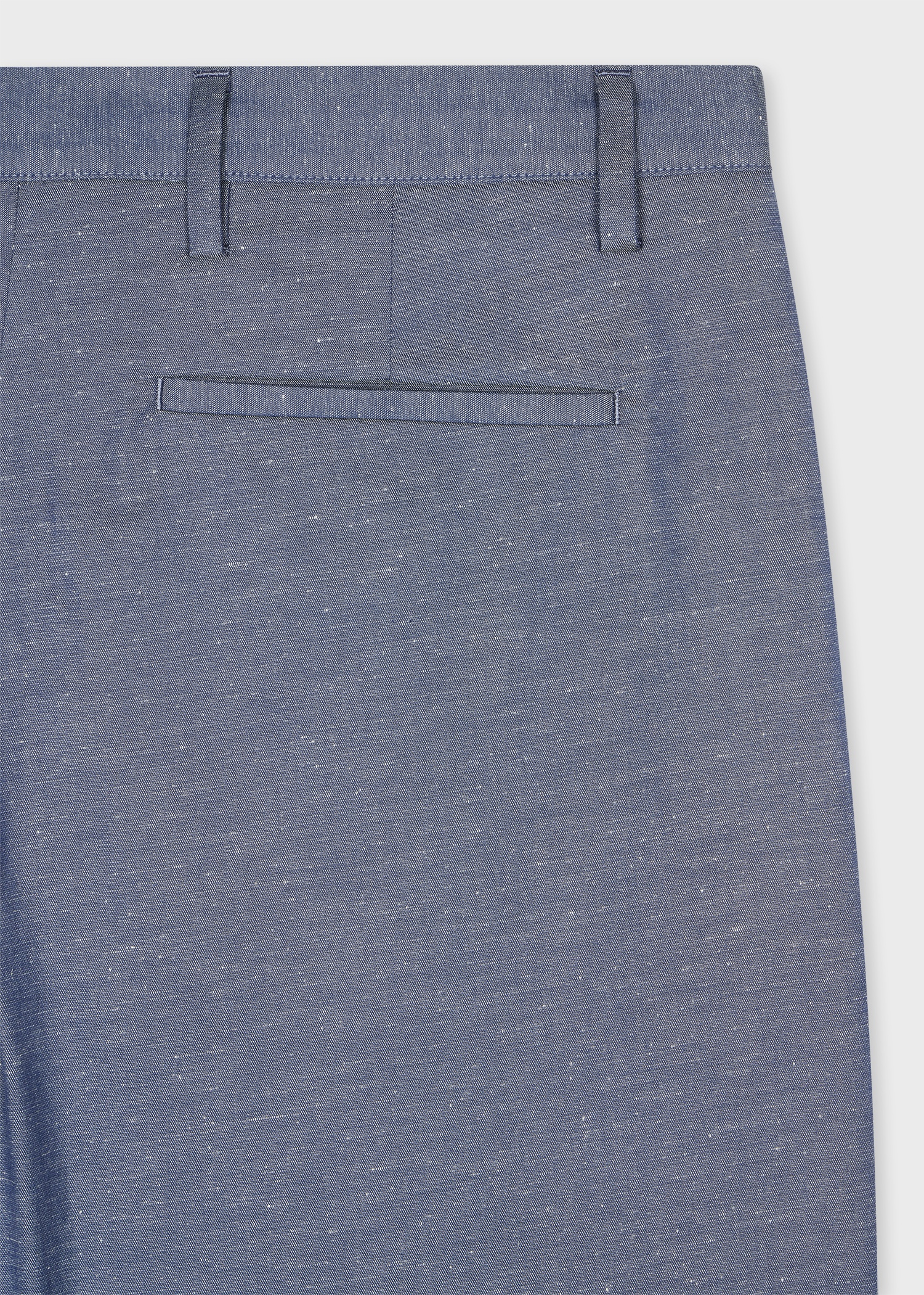 Light Blue Slub Cotton-Blend Pleated Trousers - 2