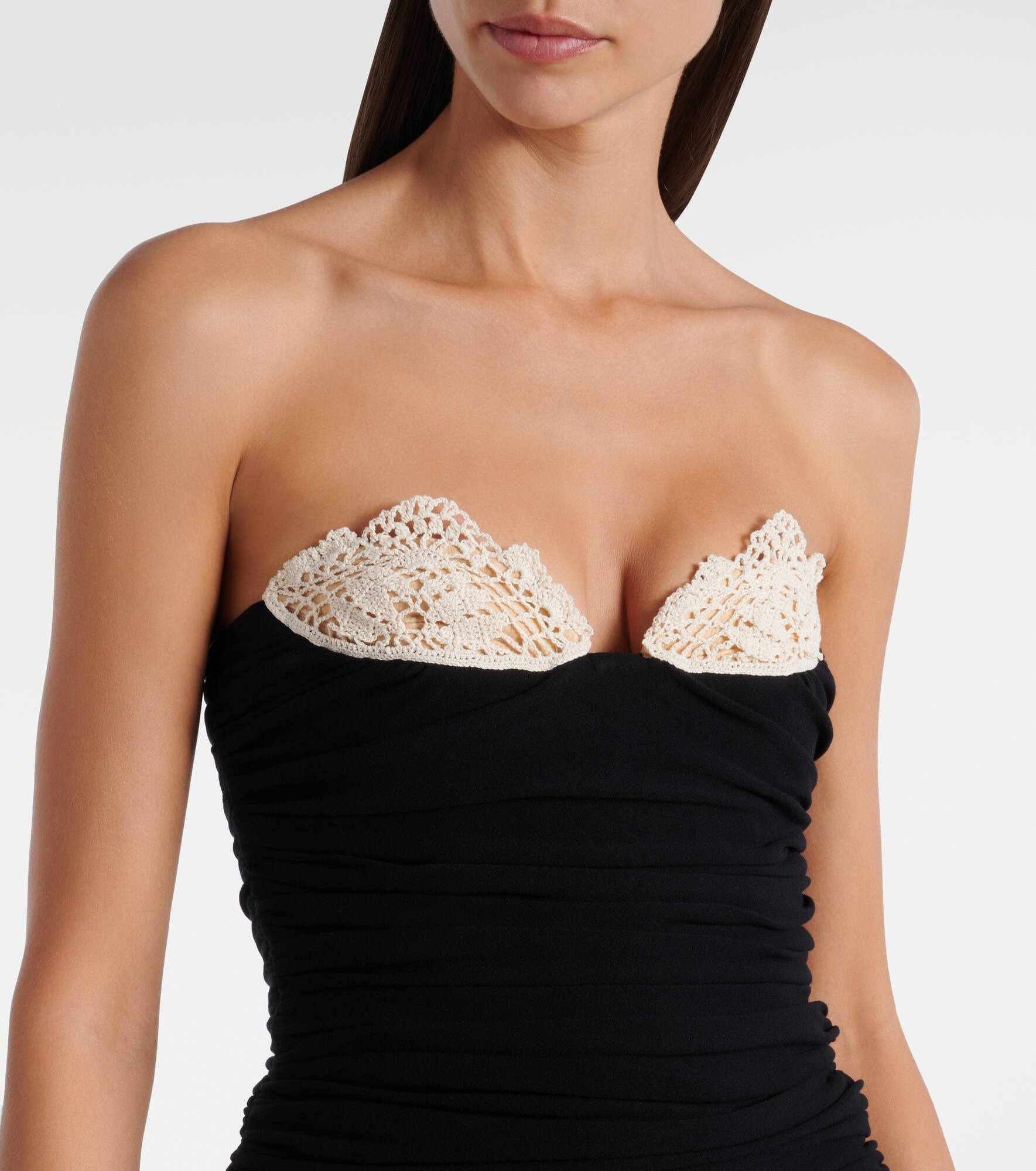 Crochet-trimmed jersey cocktail dress - 4