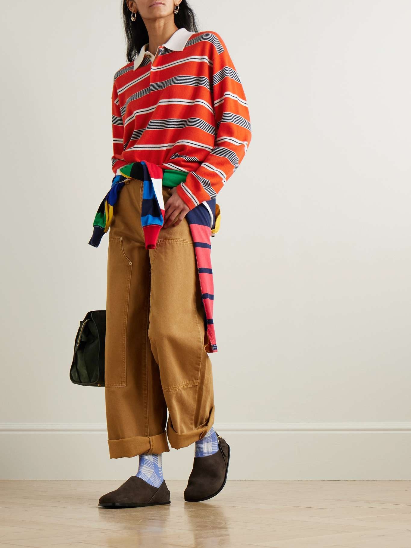 Striped cashmere polo shirt Red - 2