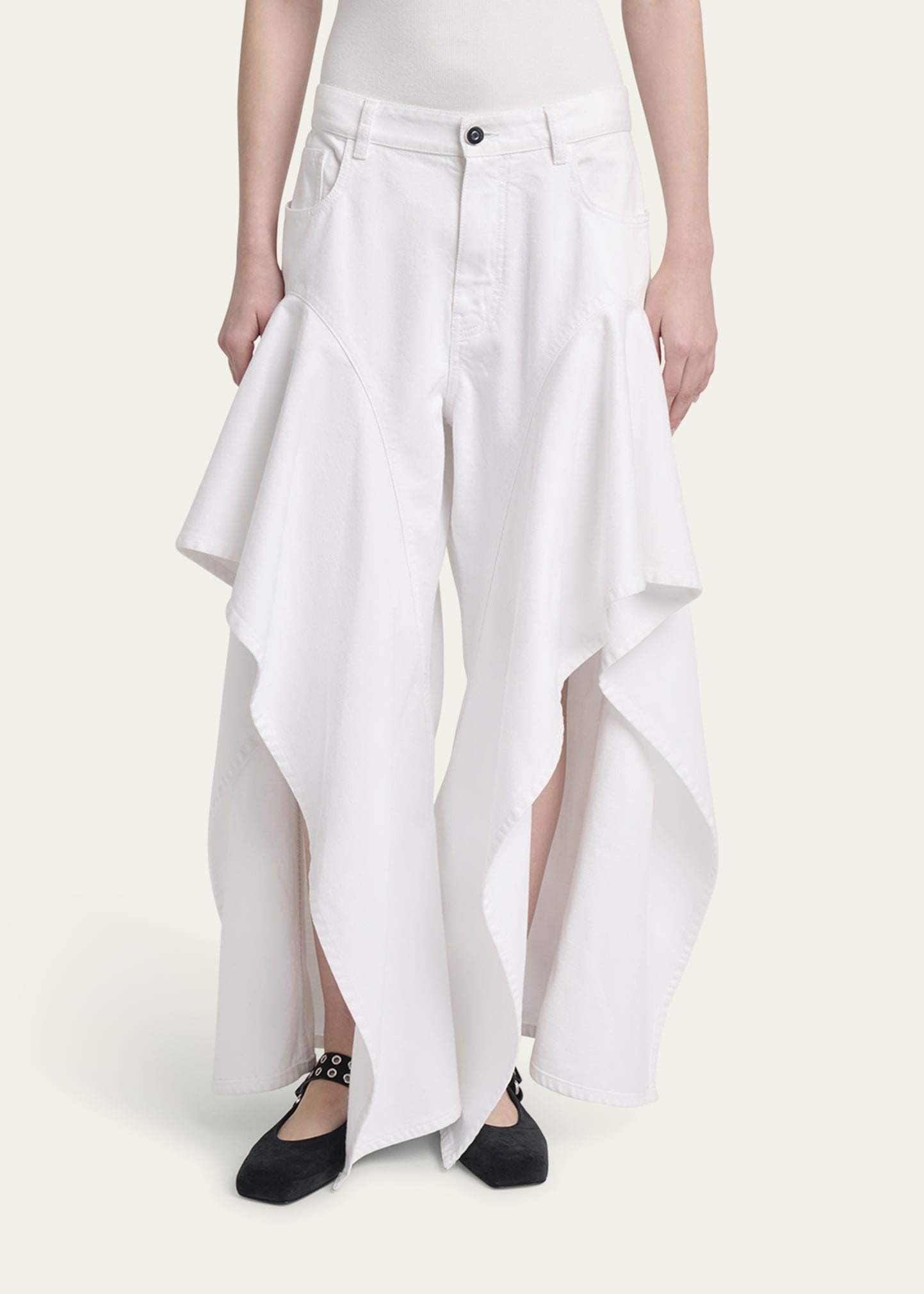 Ruffle Slit Jeans - 4