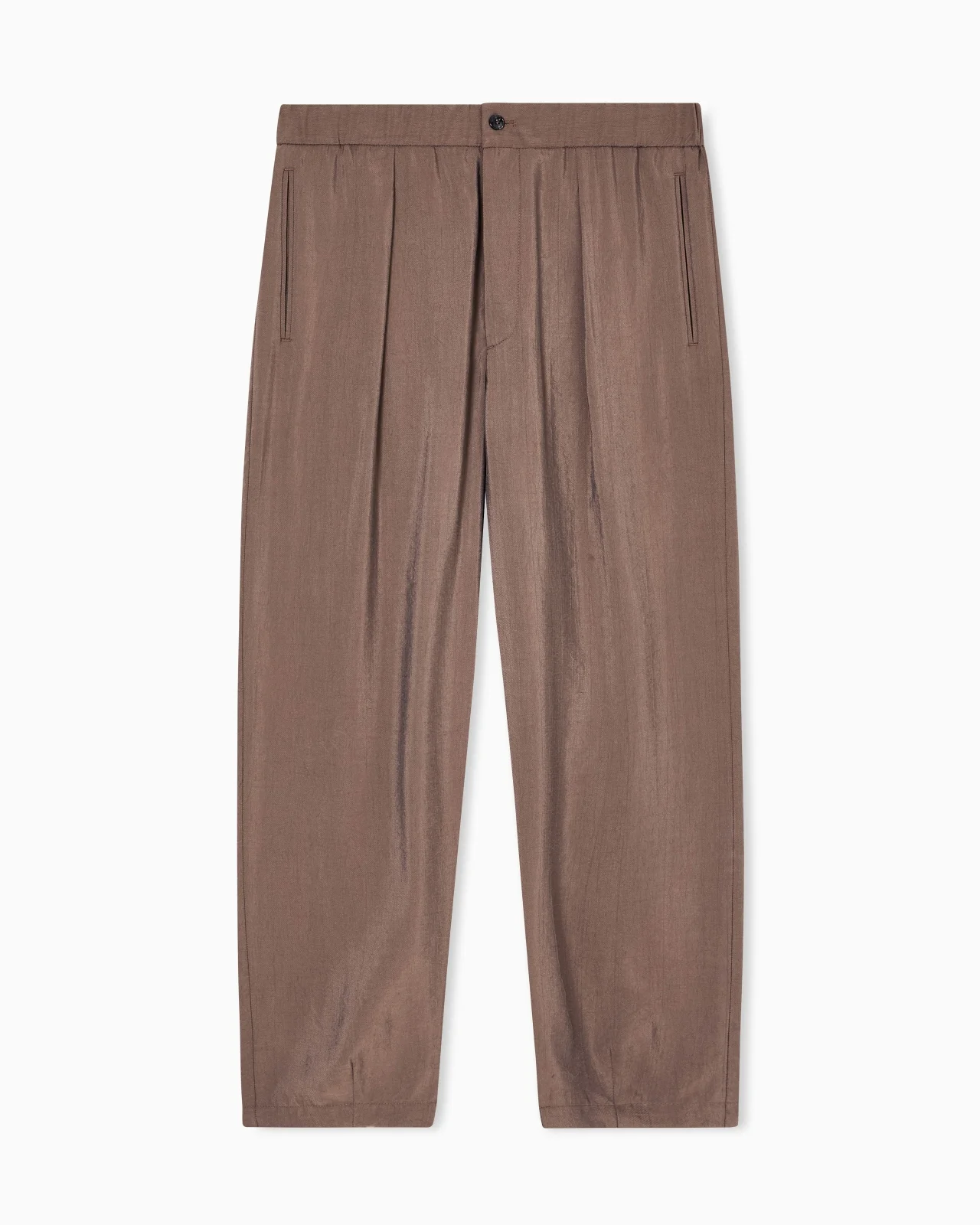 TROUSERS REGULAR FIT IN WASHED SILK BLEND - 1