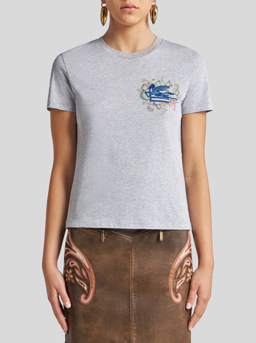 T-SHIRT WITH EMBROIDERED PEGASO AND MONOGRAM - 2
