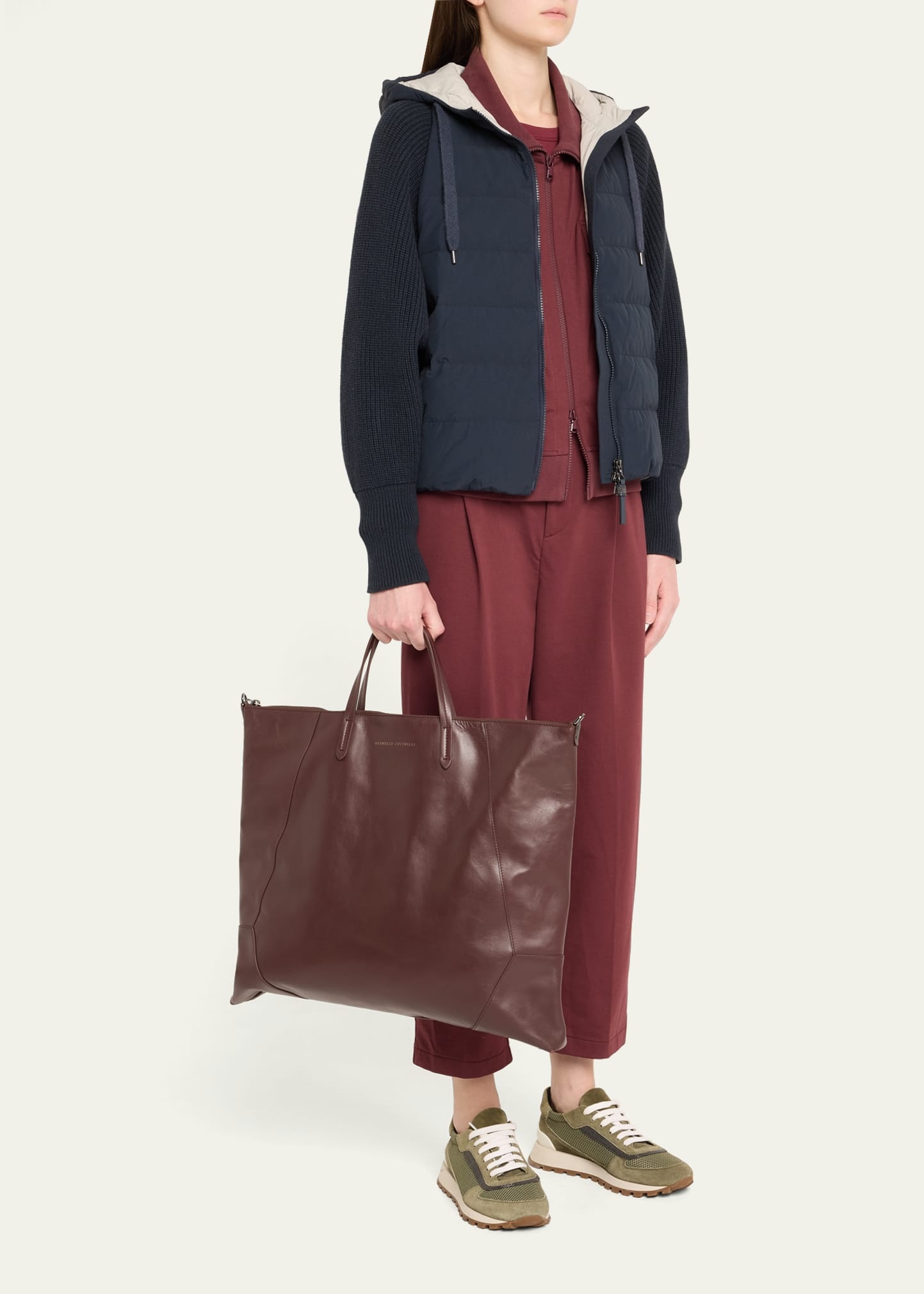 Duo Large Calfskin Shopper Shoulder Bag - 6