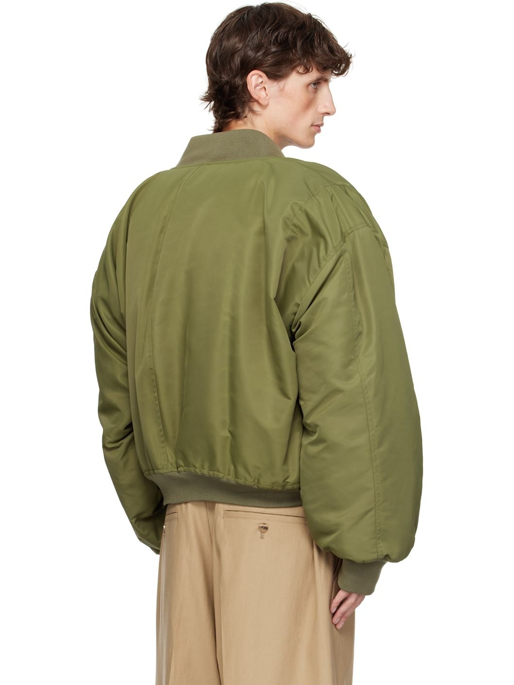 Khaki Nylon Bomber Jacket - 3