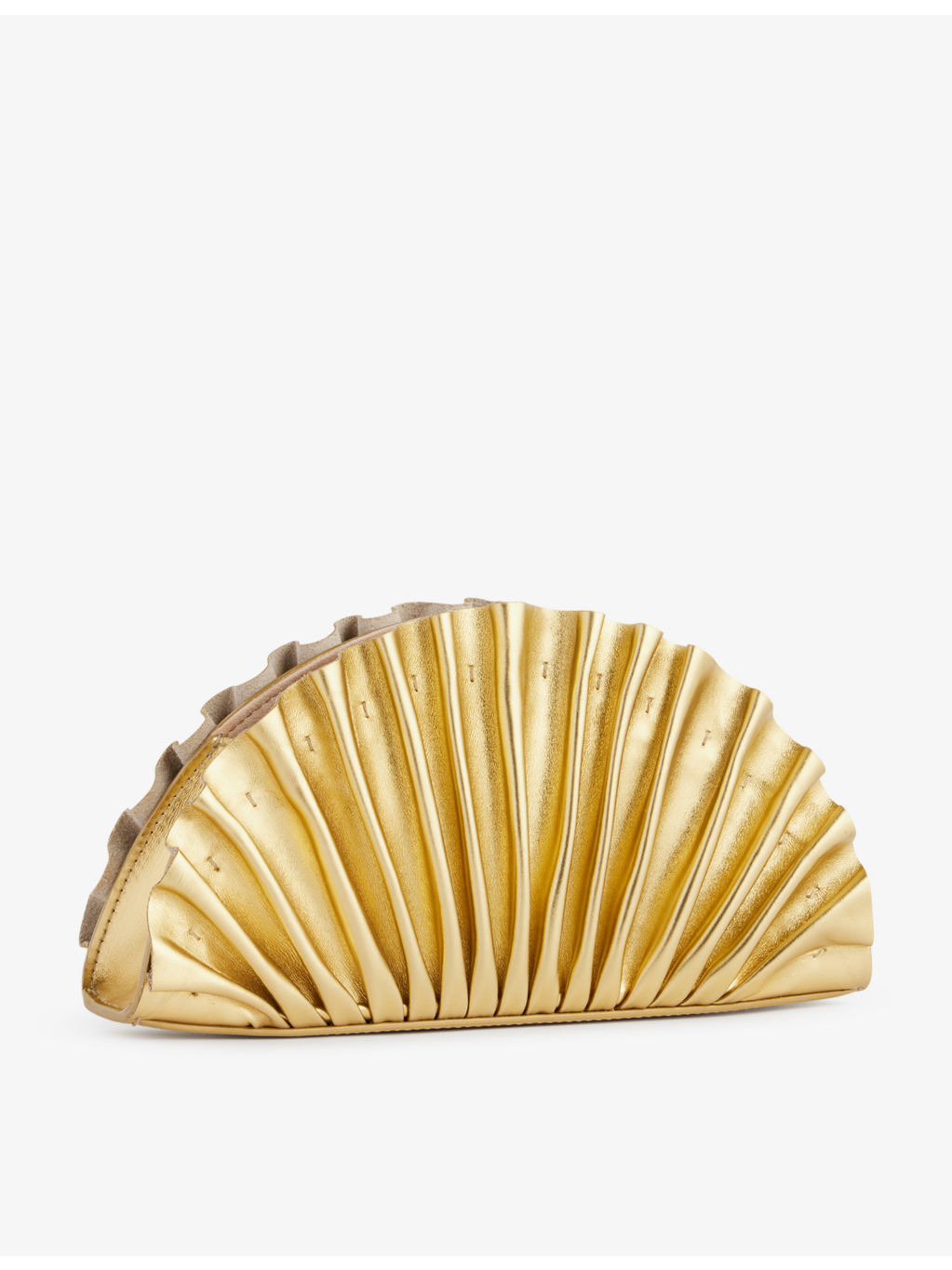 Nala pleated metallic-leather clutch bag - 3