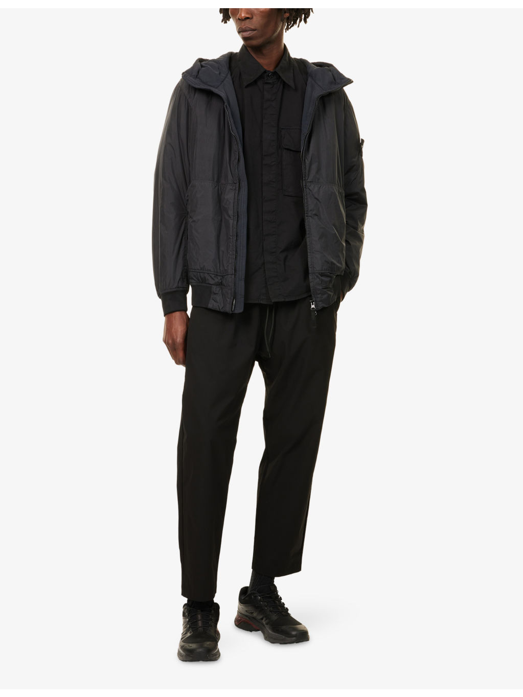 Garment Dyed Crinkle Reps Logo-Patch Padded Shell Jacket - 2