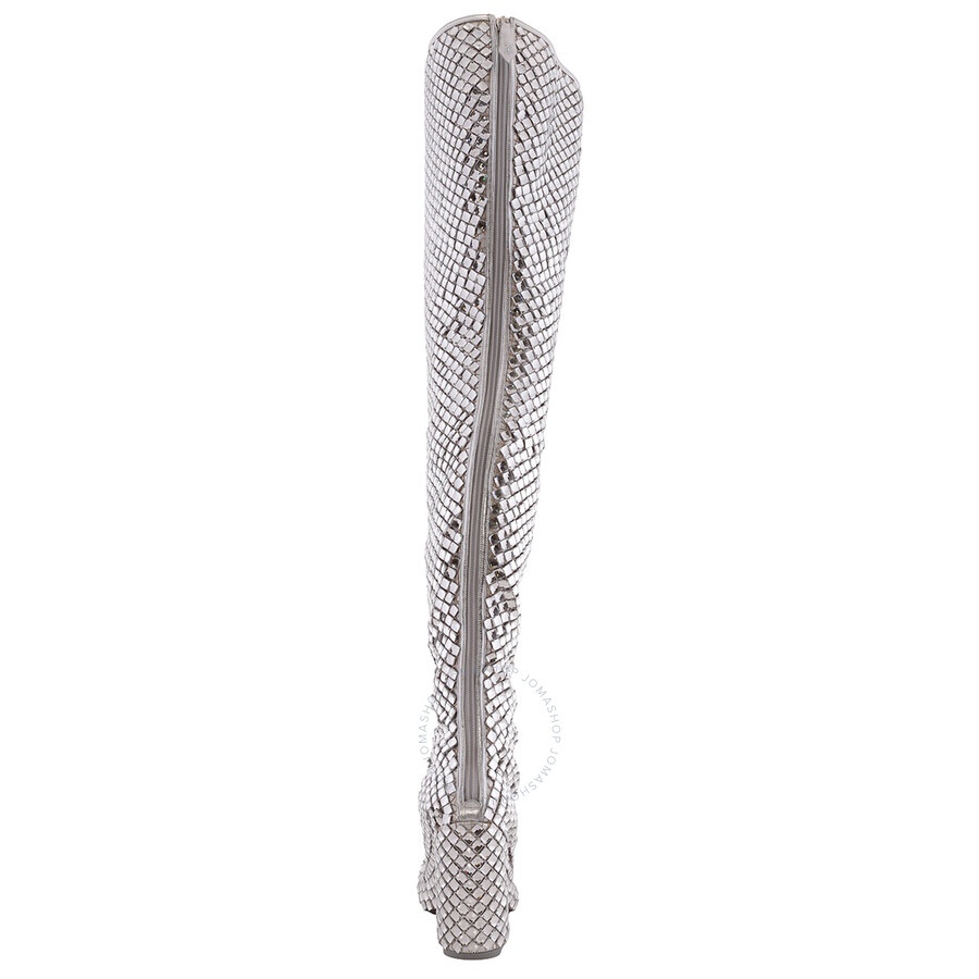 Burberry Anita Over-The-Knee 110 mm Heel Boot in Silver/Crystal, Brand Size 36 ( US Size 6 ) - 4