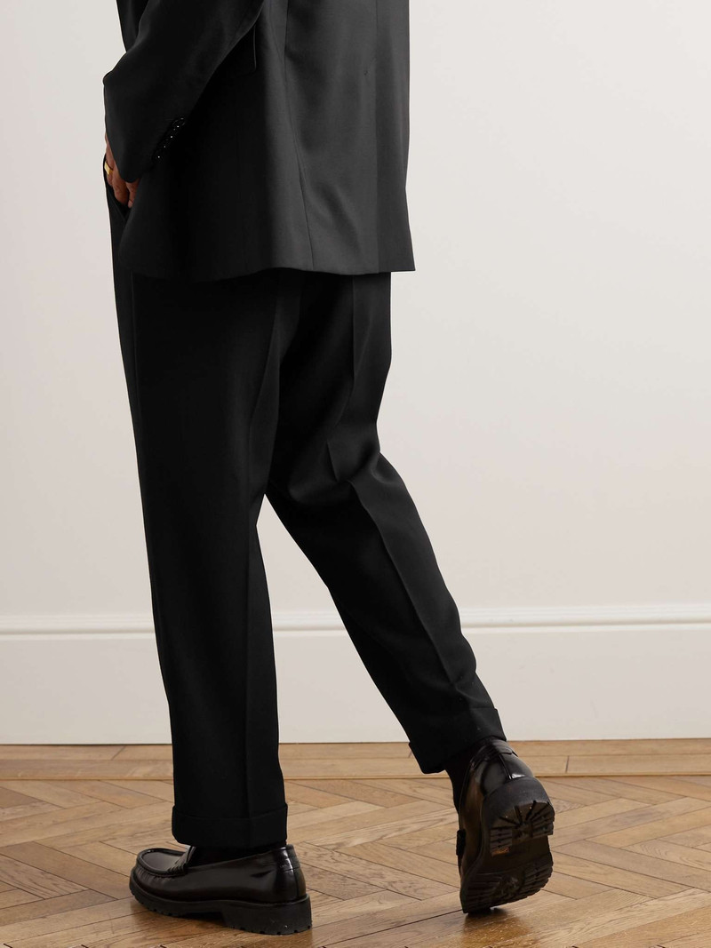 Tapered Cropped Pleated Twill Trousers 4