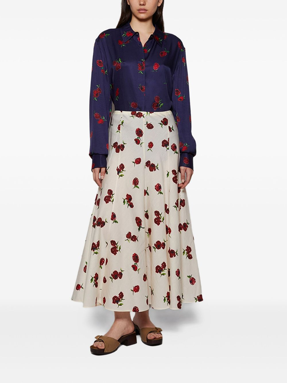 rose-print button-down shirt - 2