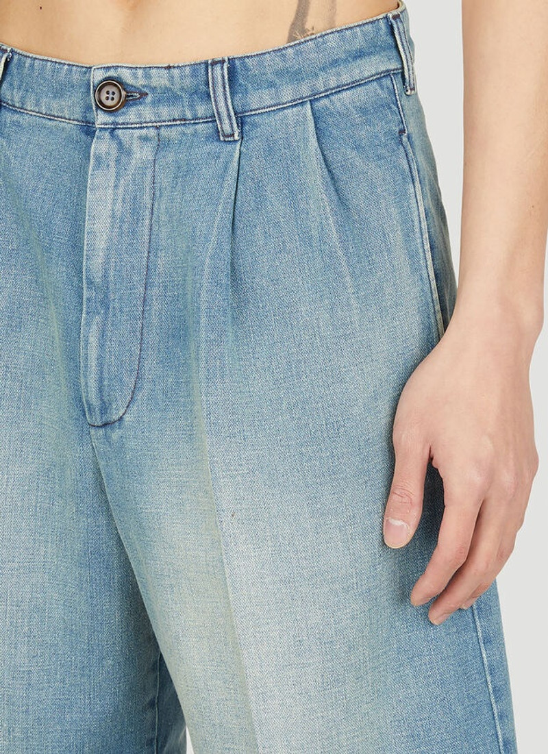 Denim Pleated Shorts in Light Blue 5