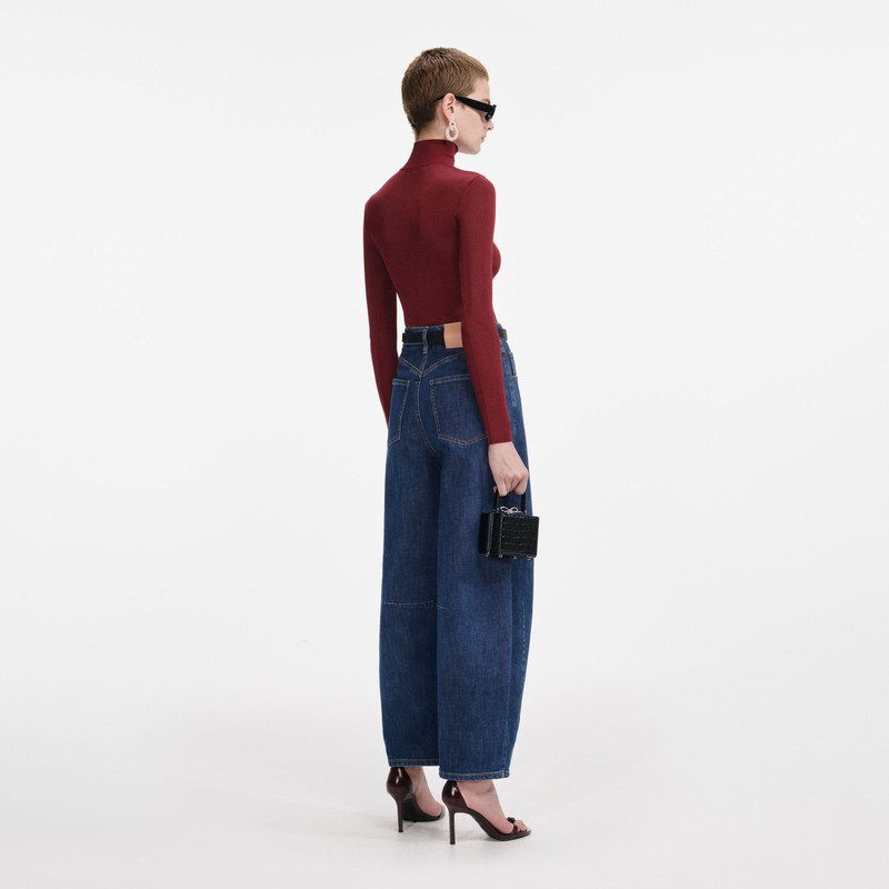 self-portrait Burgundy Viscose Knit Top outlook