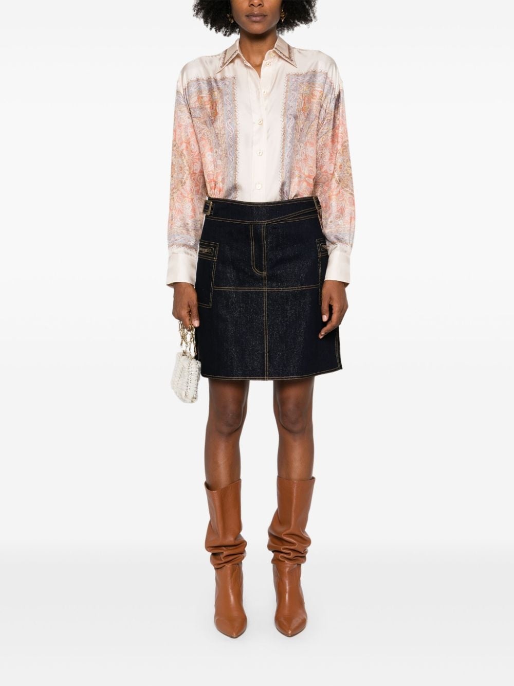 denim mini skirt - 2