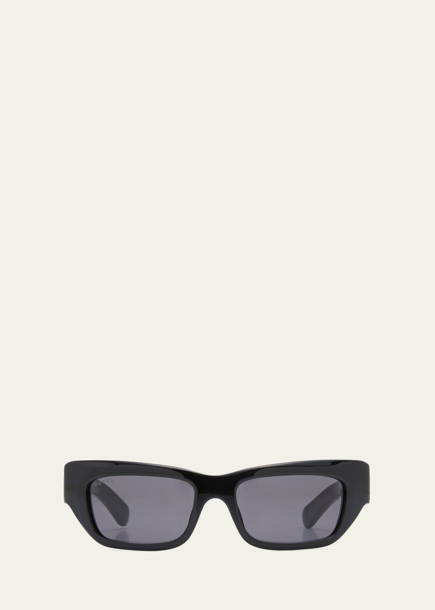 Men's Full-Rim Logo Embellished Acetate Rectangle Sunglasses - 1
