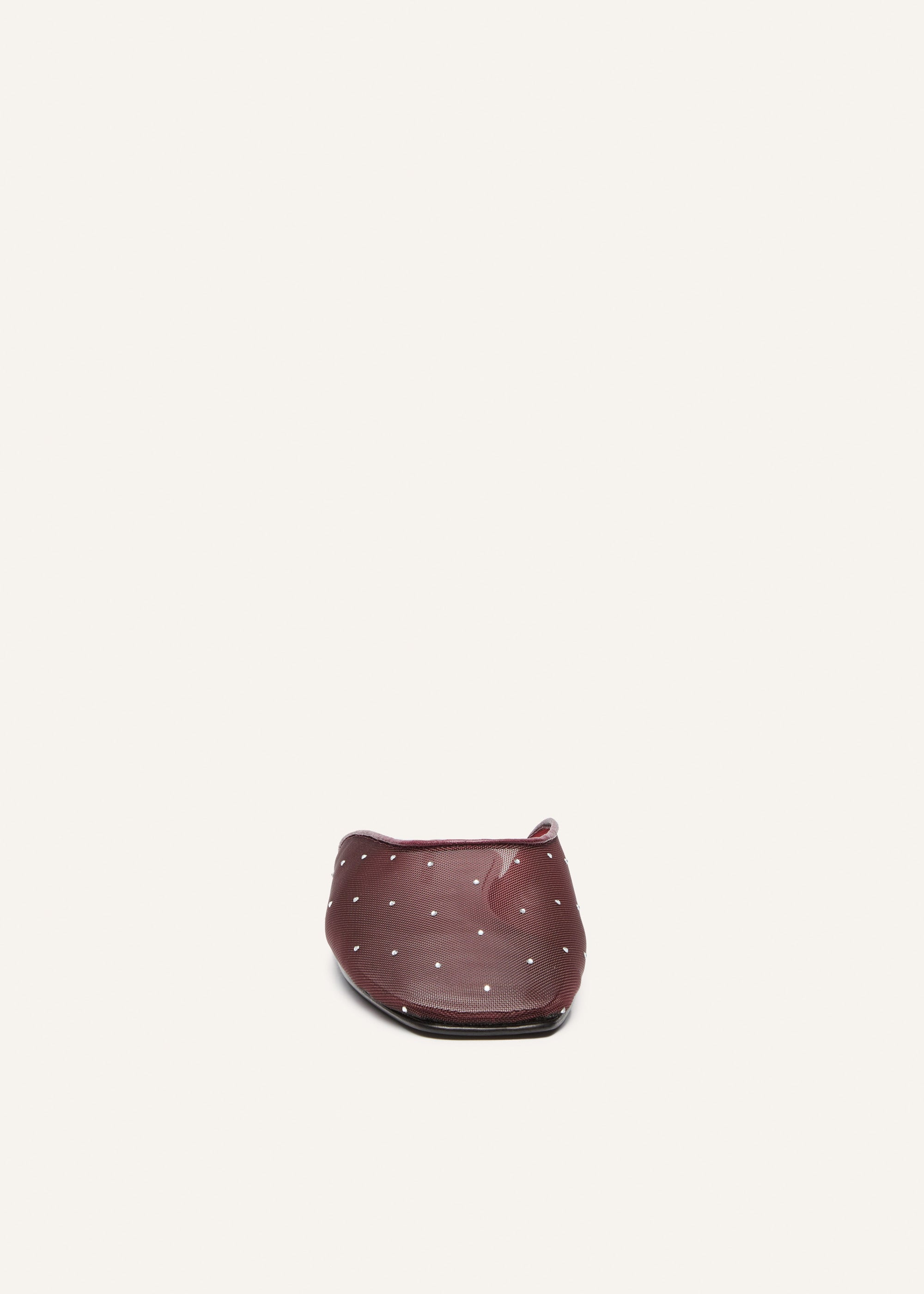 Crystal mesh flat mules in burgundy - 3