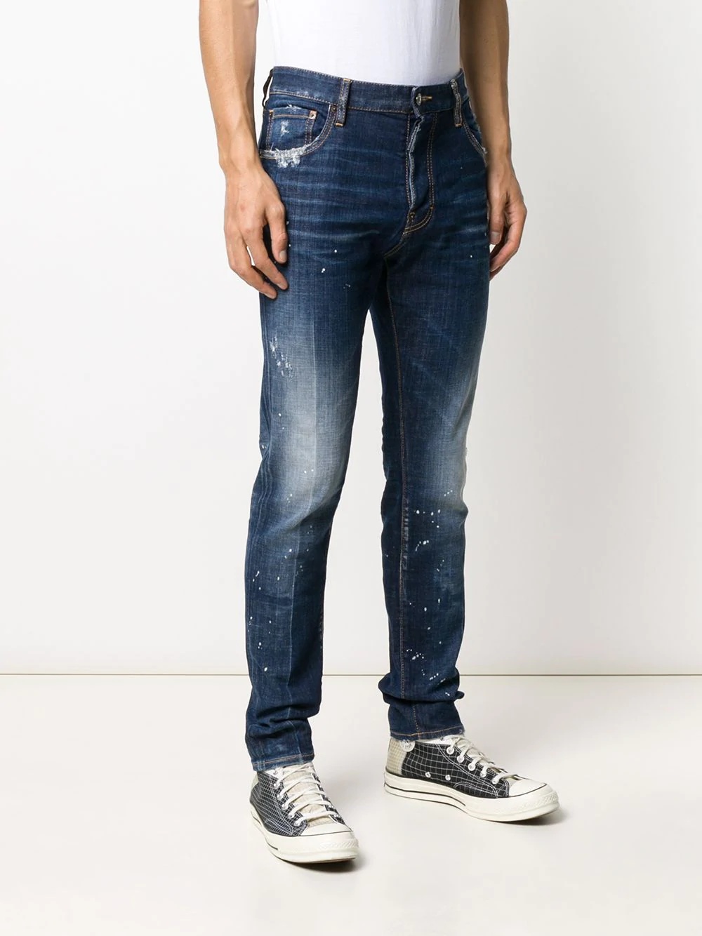 splatter-effect slim-fit jeans - 3