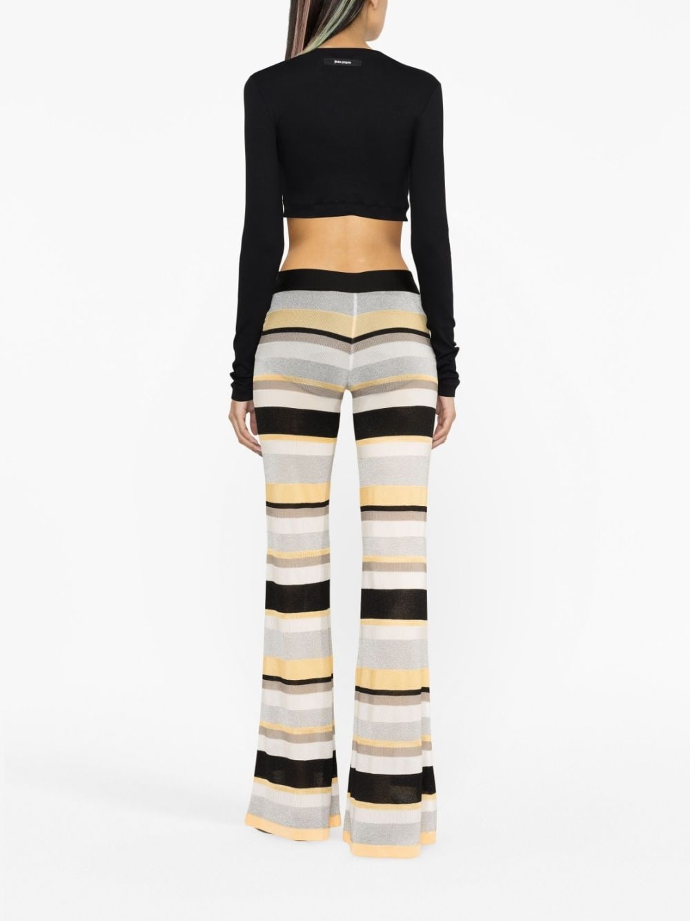 striped lurex-knit trousers - 4