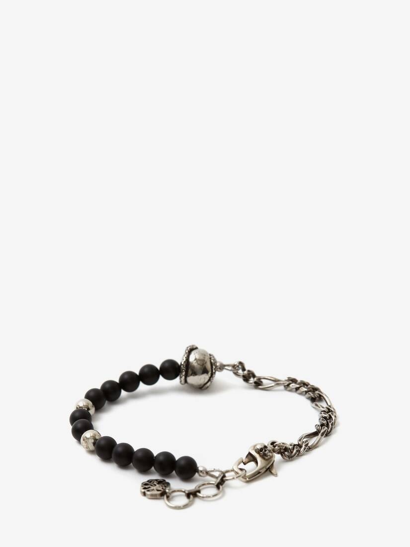 Beads And Skull Bracelet in Antique Silver - 2
