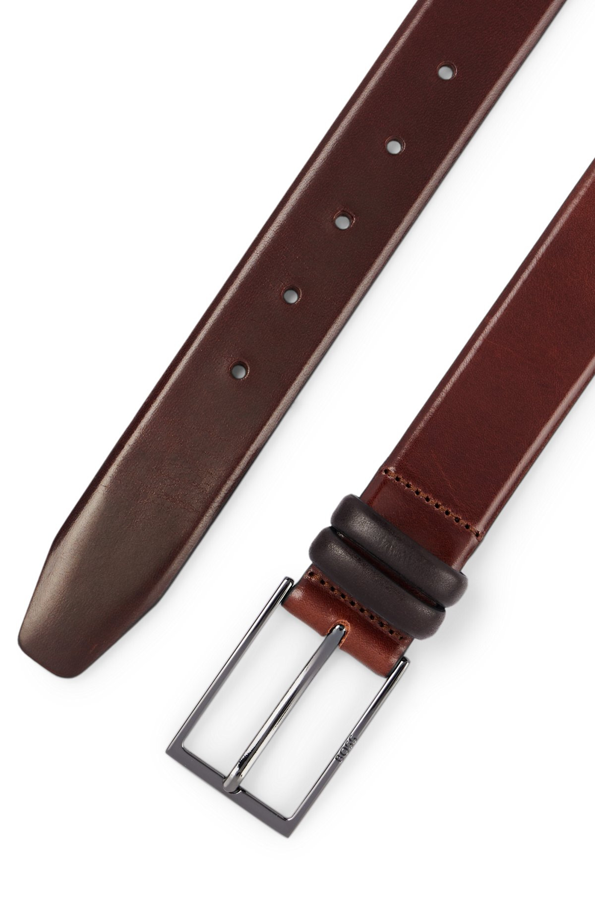VEGETABLE-TANNED LEATHER BELT WITH GUNMETAL HARDWARE - 3