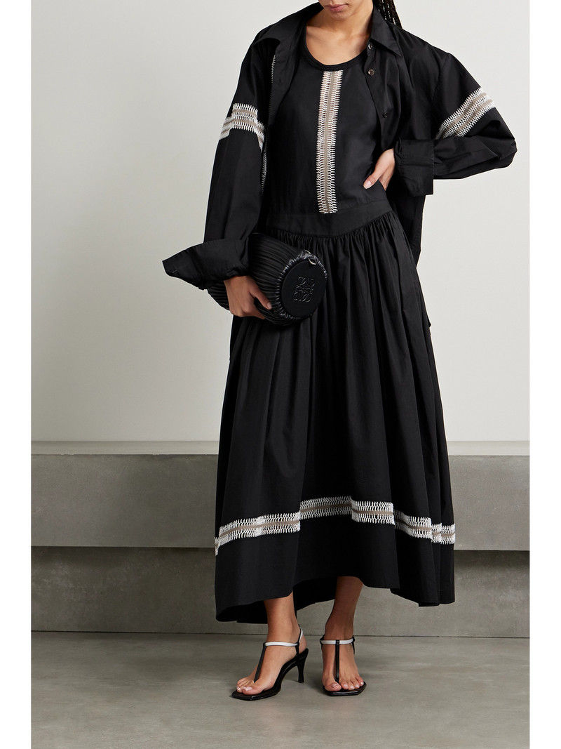 diotima Pocomania Crochet-trimmed Cotton-poplin Maxi Dress outlook