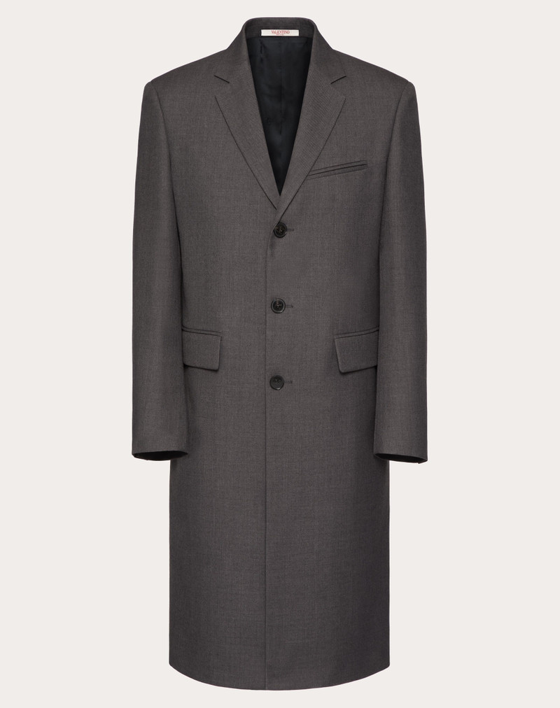 SINGLE-BREASTED COAT IN TECHNICAL NYLON WITH MAISON VALENTINO TAILORING LABEL 1