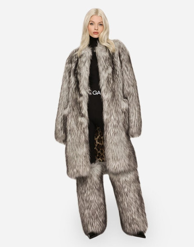 Dolce & Gabbana Wolf-effect faux fur coat outlook