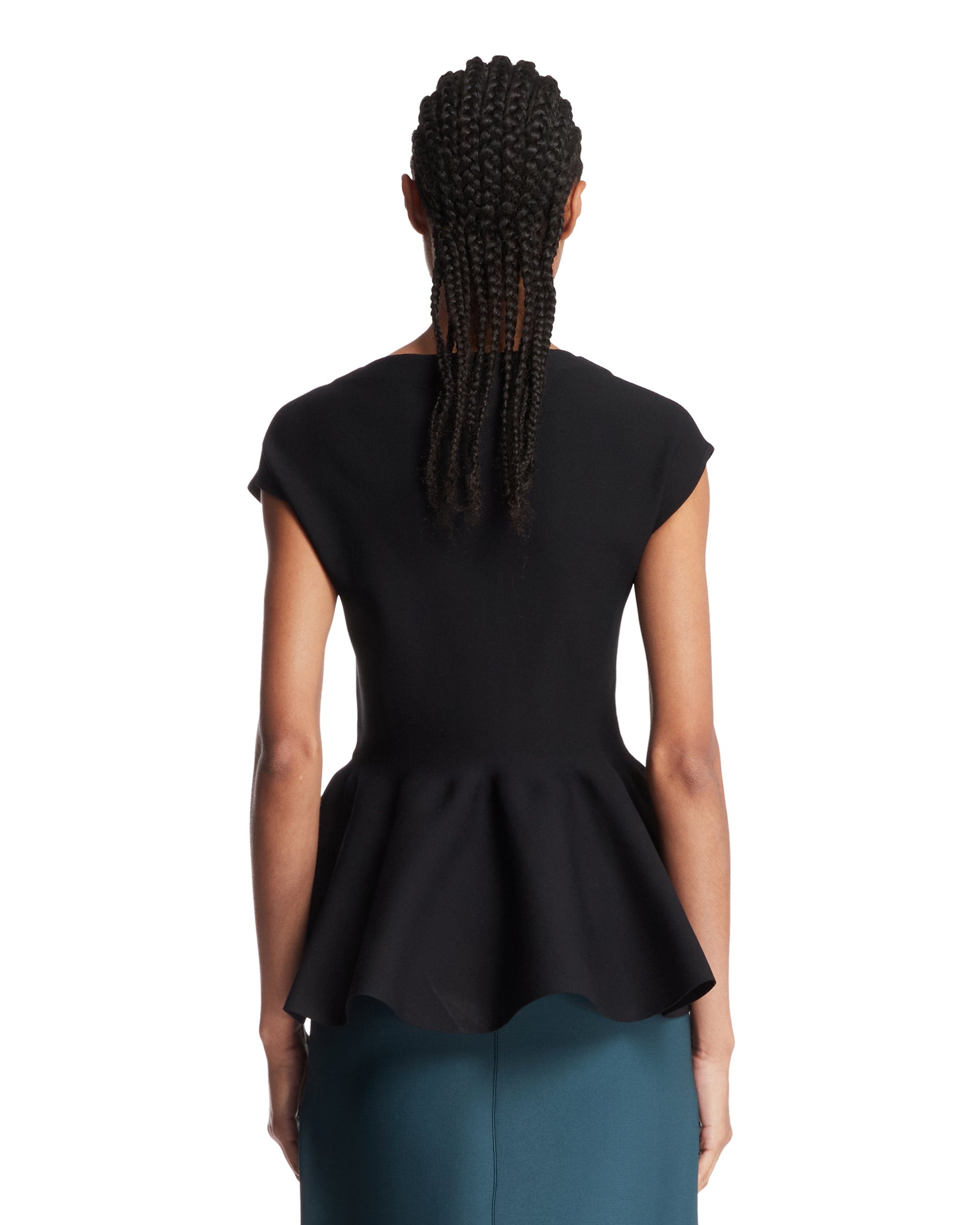 Black Peplum Knit Top - 3